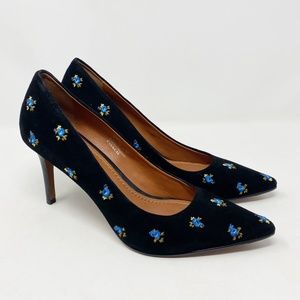 Coach Prairie Suede Embroidered Pump